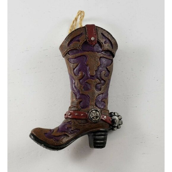 Cowboy Boot Christmas Tree Ornament Spur Western - Picture 2 of 4